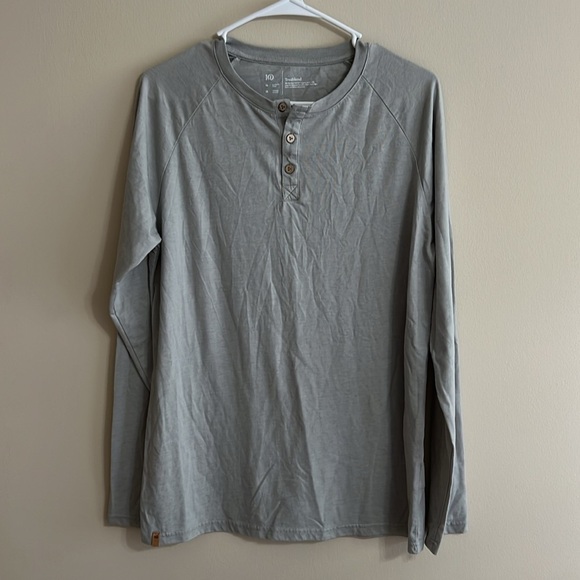 TenTree Men’s Classic Tree Blend Henley Long Sleeve Shirt Grey Heather - Picture 2 of 8